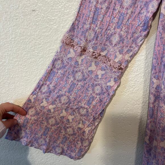 Jessica Simpson Purple Pink Patterned Robe & Cami 2-Piece Pajama Set Size Large - Picture 5 of 16